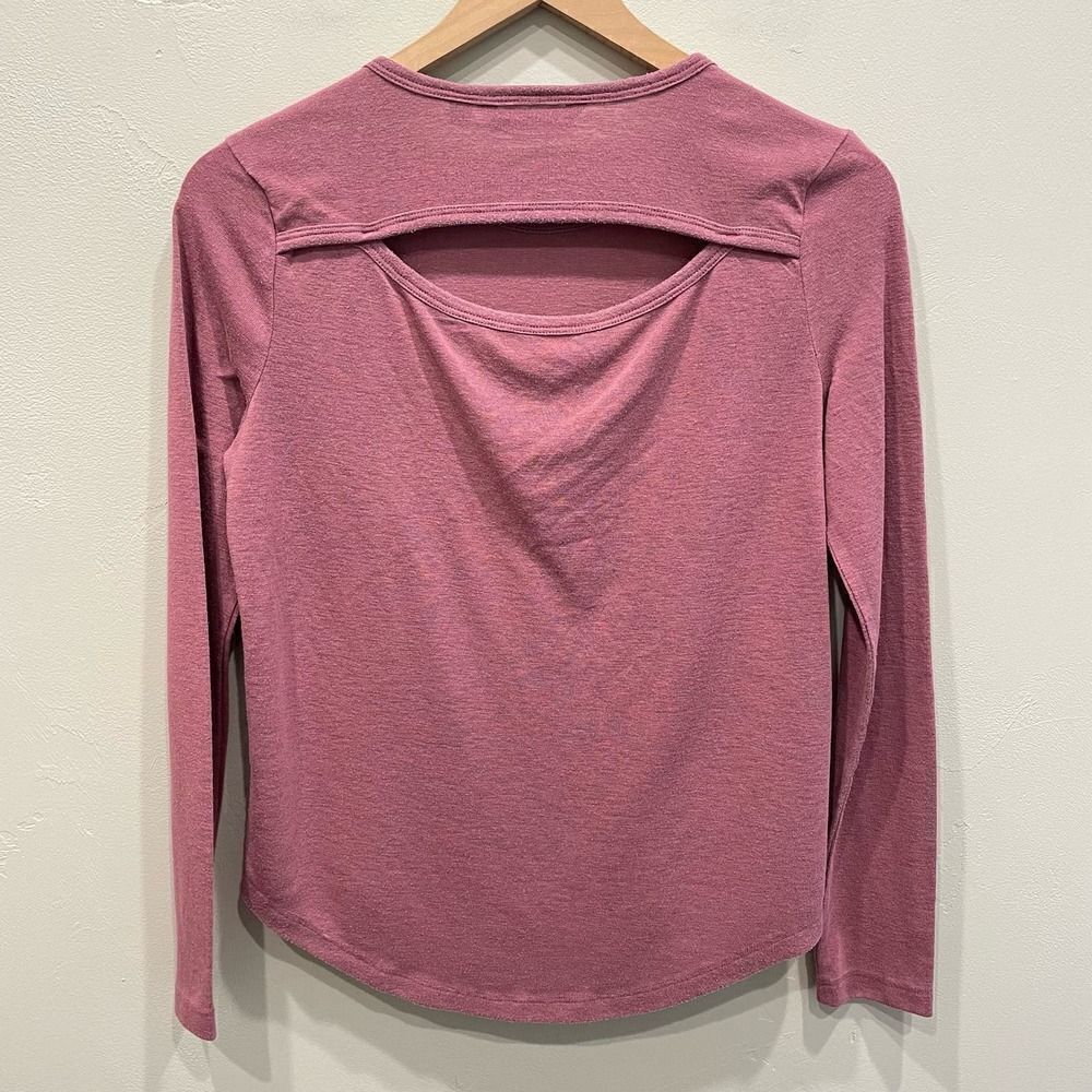 Athleta Pink Breezy Long Sleeve Back Cut Out Shirt - Size: XXS - Picture 2 of 6
